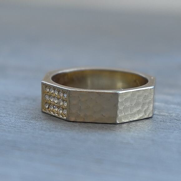 Brighton Meridian Zenith Faceted Ring Gold Tone Hammered Crystals Size 9.5 - Picture 4 of 7